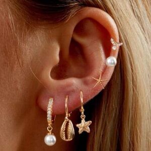 *NWOT* Six Piece Beach Themed Cuff Earring Set